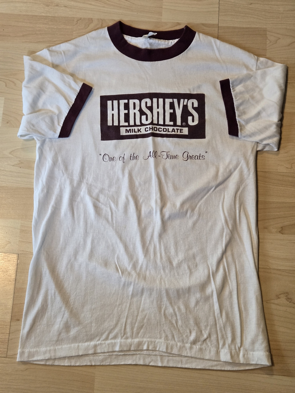 Vintage 1980s Hershey's Milk Chocolate Ringer t-shirt Made In Usa Large